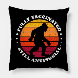 Fully Vaccinated Still Antisocial bigfoot retro Sunset Pillow