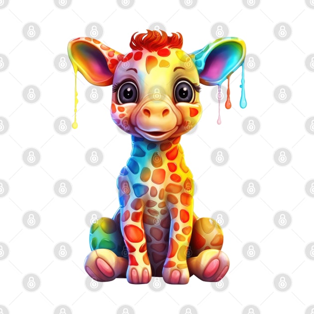 Rainbow Baby Giraffe by Chromatic Fusion Studio