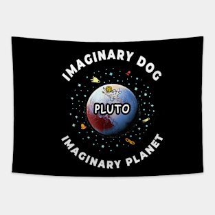 🪐 Pluto, Imaginary Dog and Planet, Funny Outer Space Tapestry