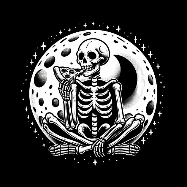 Skeleton enjoying a Slice of Pizza by dukito