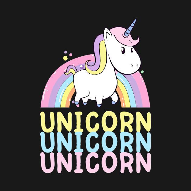 Cute Unicorn With Rainbow Kids Girls Gift by Foxxy Merch