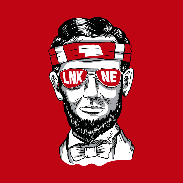 Lincoln Nebraska Funny Abraham Lincoln Illustration Red and White by SLAG_Creative