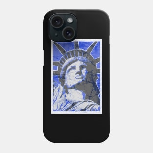 4th of July Statue of Liberty Batik blue crackle style Phone Case