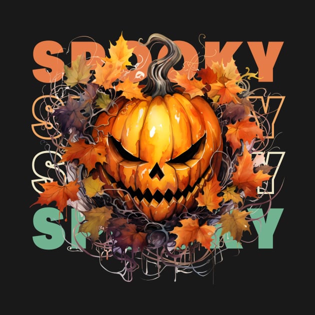 Vintage Fall Vibes Spooky Pumpkin by theworthyquote