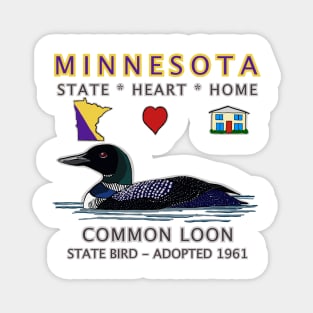 Minnesota - Common Loon - State, Heart, Home - state symbols Magnet