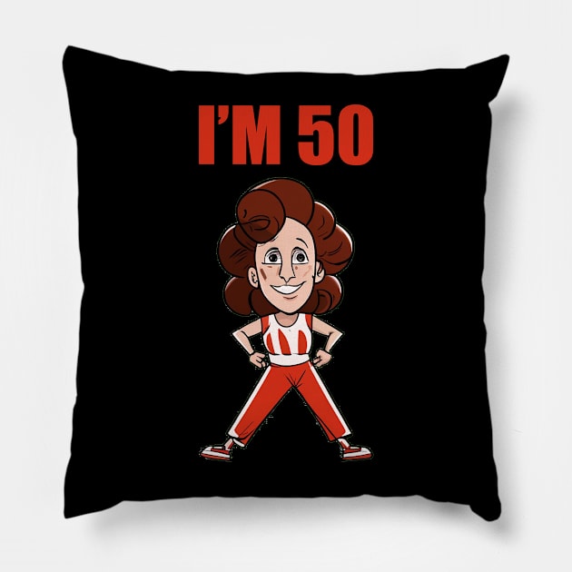 Sally Omalley - I'M 50 Chibi Style Pillow by jorinde winter designs