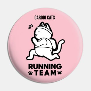 Cardio Cats running team black and white Pin