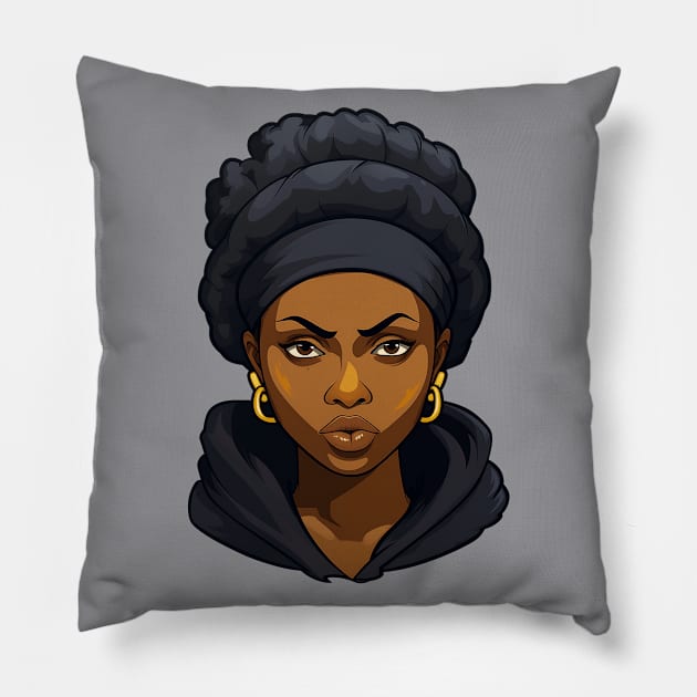 Angry Black Woman Pillow by JunkyDotCom