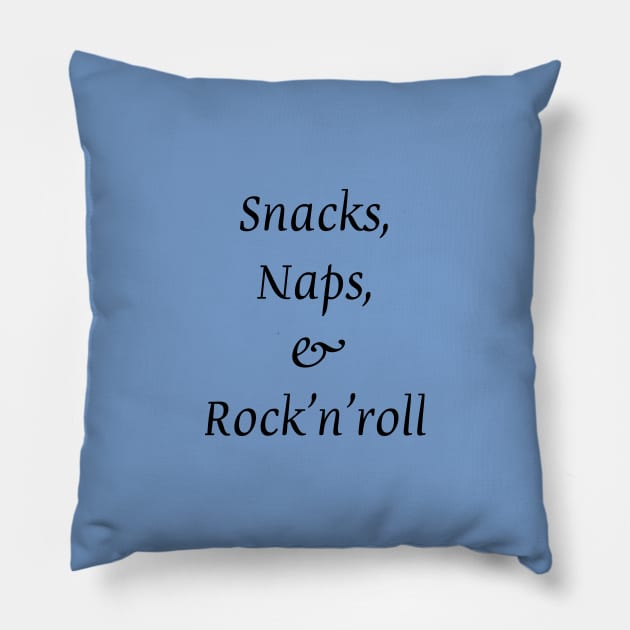 Snacks, Naps & Rock'n'roll Pillow by SuchPrettyWow