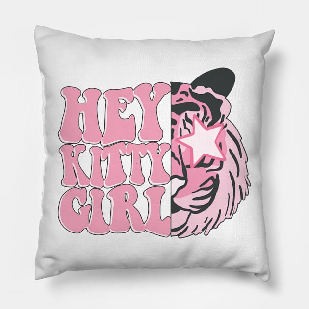 Hey Kitty Girl Pillow by Taylor Thompson Art