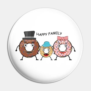 Doughnut Happy Family - Funny Illustration Pin