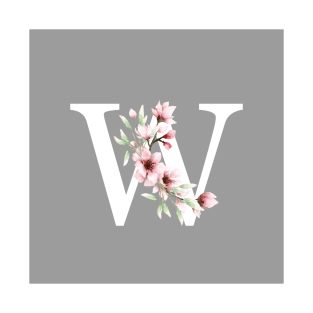 Letter W Monogram With Cherry Blossoms T-Shirt