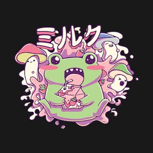 Strawberry Milk Drink Frog Kawaii T-Shirt