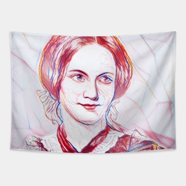 Charlotte Bronte Line art Tapestry by JustLit