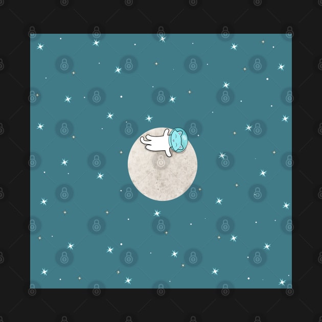 Cool Cat On A Moon Pattern by Purrfect