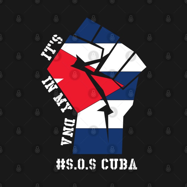 Sos Cuba Flag Cuban Power Pride it's in my DNA Vintage by Johner_Clerk_Design