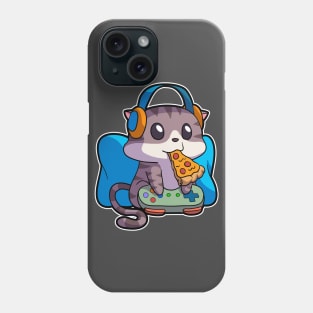 Nerdy Gamer Cat Eating Pizza Cat Lover Gamer Boy Gamer Girl Phone Case