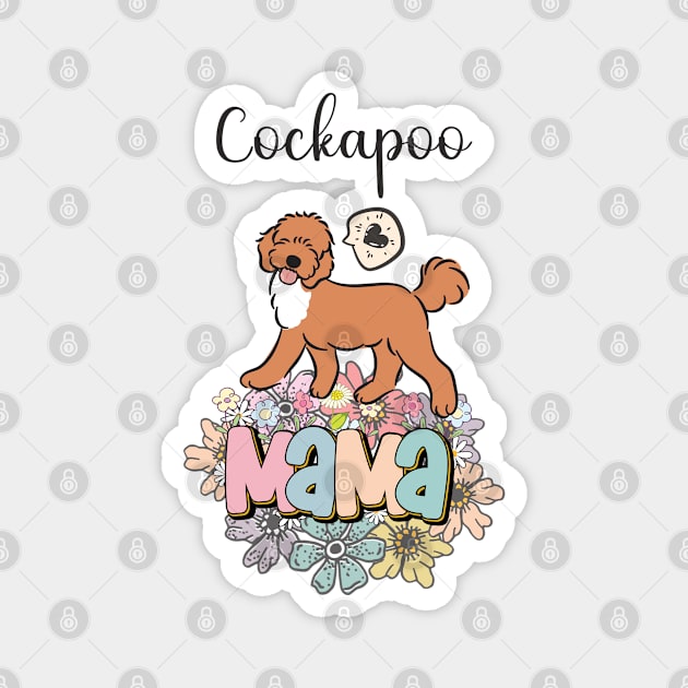 Red and White Cockapoo Mama 3 Magnet by LulululuPainting