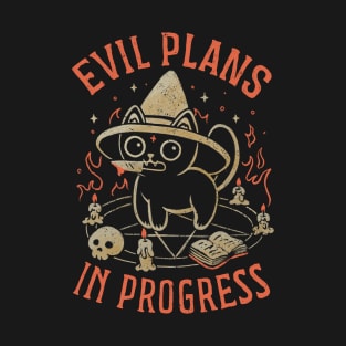 Evil Plans In Progress Funny Cute Cat T-Shirt