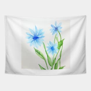 Blue Watercolor Flower Tapestry