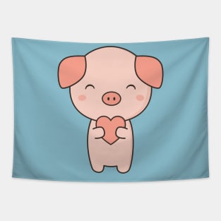 Pig With Kawaii Cute Heart Tapestry