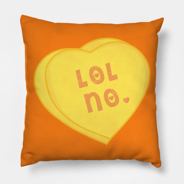 LOL NO. Mean Candy Heart Pillow by RoserinArt