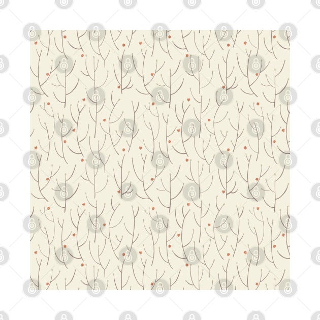 Branches pattern in cream by Happy Mouse Studio