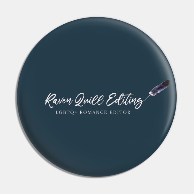 Raven Quill Editing Signature Logo - White Text Pin by Raven Quill Editing, LLC