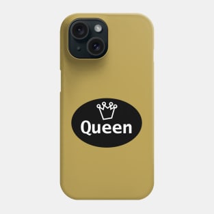 Queen and Crown on Black Oval Phone Case