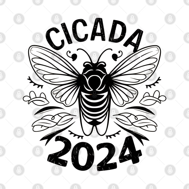 "Cicada 2024" Phenomenon,Simple design, white color,T-Shirt by AIEvolution