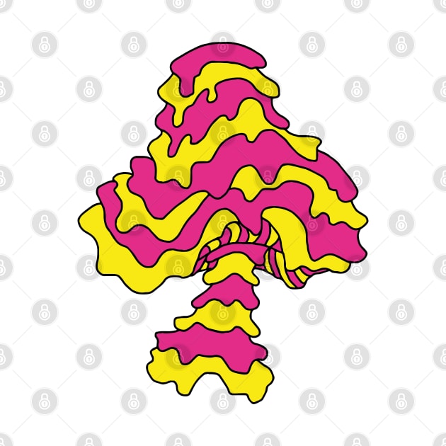 The Perfect Mushroom: Exotic Trippy Drippy Wavy Pink and Yellow Stripes Contour Lines by Ciara Shortall Art