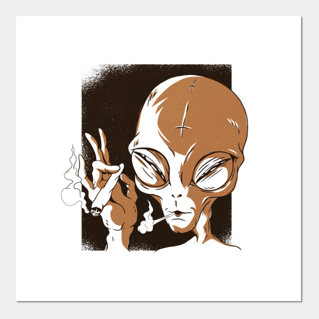 Alien Smoking Smoking Alien Poster E Stampa Artistica Teepublic It