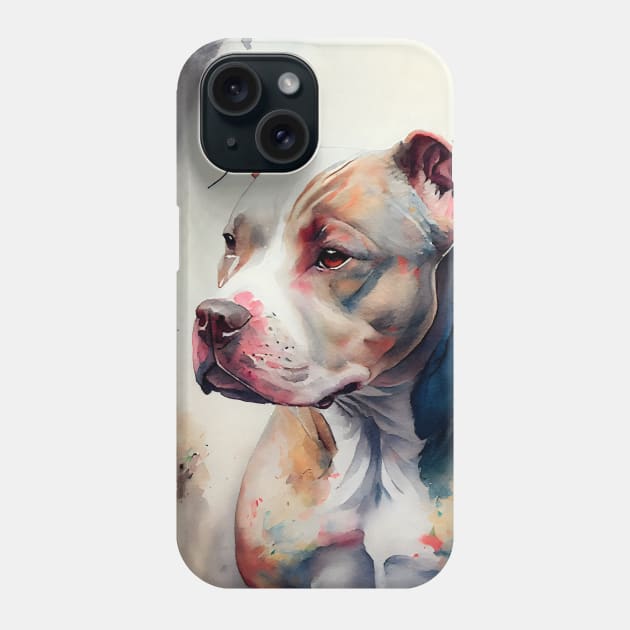 Watercolor Pit Bull Terrier Design Phone Case by designs4days