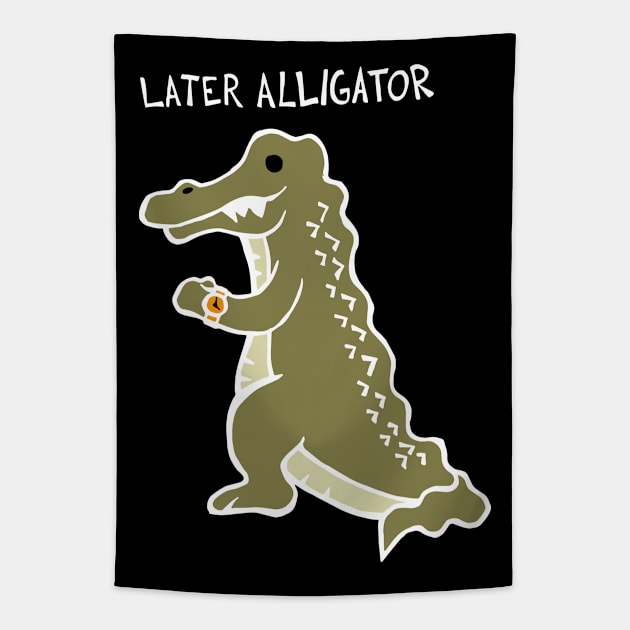 Later Alligator (White) Tapestry by Graograman