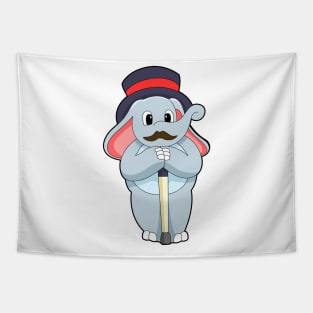 Elephant as Gentleman with Hat & Walking stick Tapestry