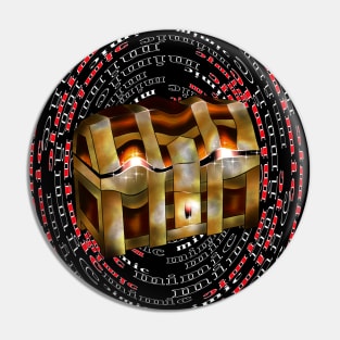 Mimic chest with spiral text for dnd and fantasy fans Pin