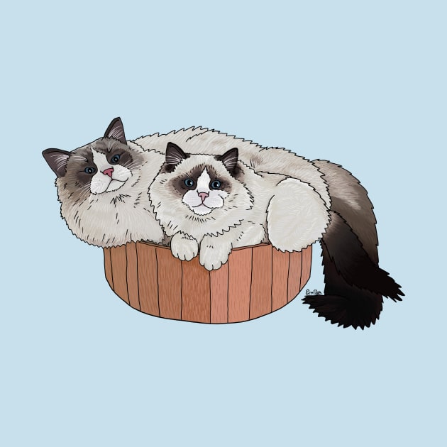 Ragdoll Cat Cuddle Pile by EcoElsa