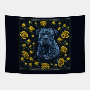Staffordshire bull terrier yellow roses Tapestry