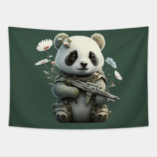 The brave sweet panda soldier in military style Tapestry