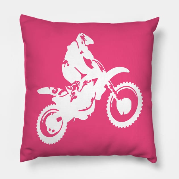 Moto X  Dirt Bike Monotone Vector Art - White Pillow by taiche