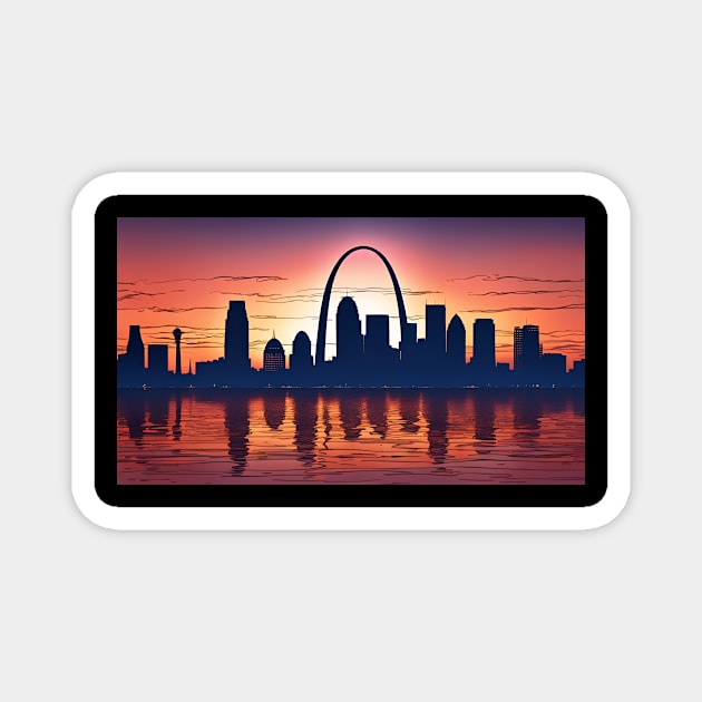 St Louis Arch at sunset Magnet by LM Designs by DS