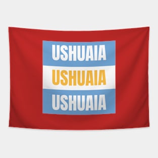 Ushuaia City in Argentine Flag Colors Tapestry