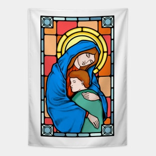 Virgin Mary Stained Glass Tapestry