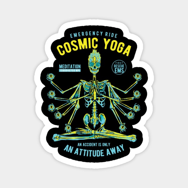 Cosmic Yoga Skull Magnet by TOKEBI