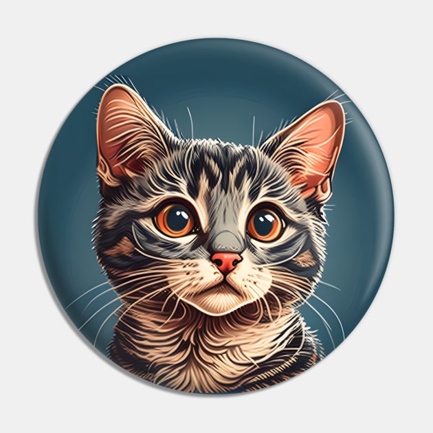 Retro Cute Cat Vintage Style Funny Cat - Love Cats Pin by Felix Rivera