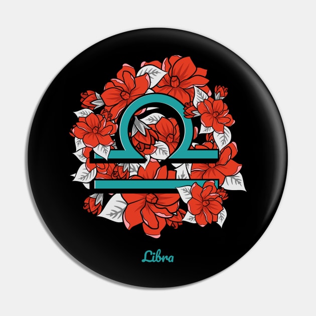 Floral Zodiac Sign Libra Gift Women Men Pin by teeleoshirts