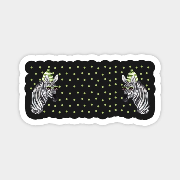 Zebra With Green Polkadots Magnet by kansaikate