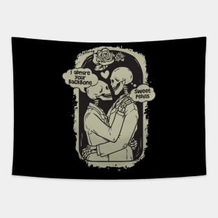 Fun Skeleton Embrace - Mutual Admiration Design Tapestry