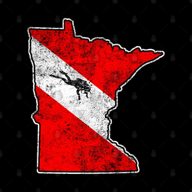 Minnesota Dive Flag Scuba Diving State Map Dive Flag Distressed by TeeCreations
