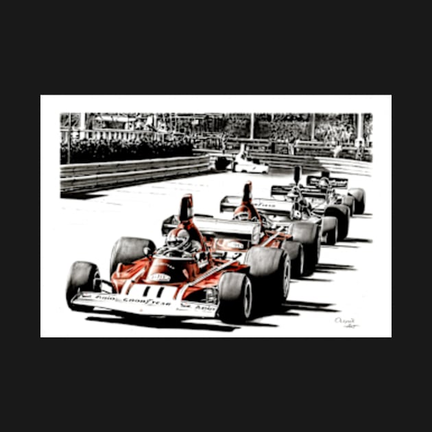 Clay Regazzoni & Niki Lauda. Ferrari 312B3. Monaco by oleynik